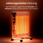 Pro Breeze 2500W Ölradiator mit 11 Heizrippen, Elektrischer Heizkörper, 24h Timer, Ölradiator energiesparend, 3 Heizstufen, Einstellbares Thermostat & Sicherheitsabschaltfunktion - weiß