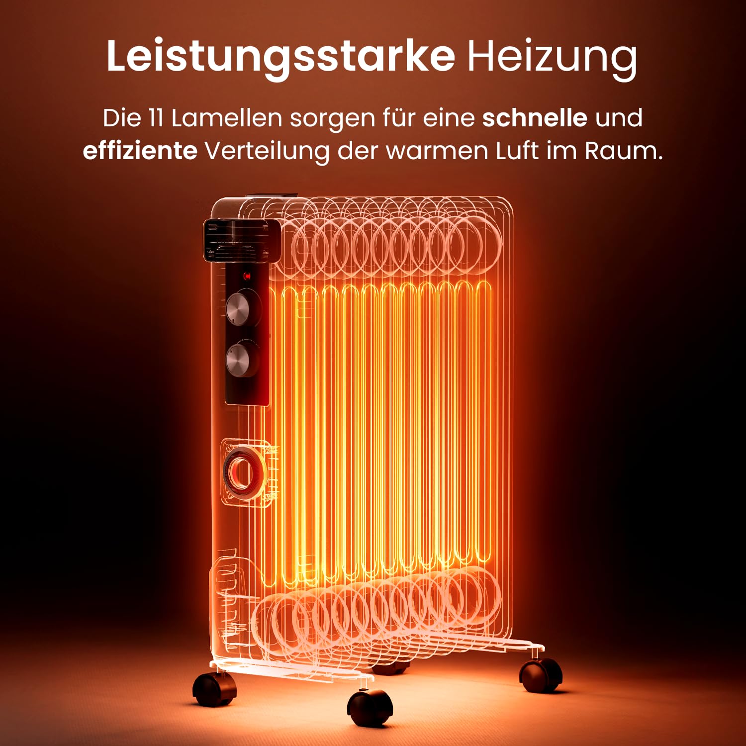 Pro Breeze 2500W Ölradiator mit 11 Heizrippen, Elektrischer Heizkörper, 24h Timer, Ölradiator energiesparend, 3 Heizstufen, Einstellbares Thermostat & Sicherheitsabschaltfunktion - weiß