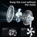 4UMOR Standventilator leise 24W 20dB DC Motor 9 Geschwindigkeiten Oszillation90° verstellbar Ventilator mit Fernbedienung 9H Timer 41cm Durchmesser Ventilator leise 80% Energie Sparen