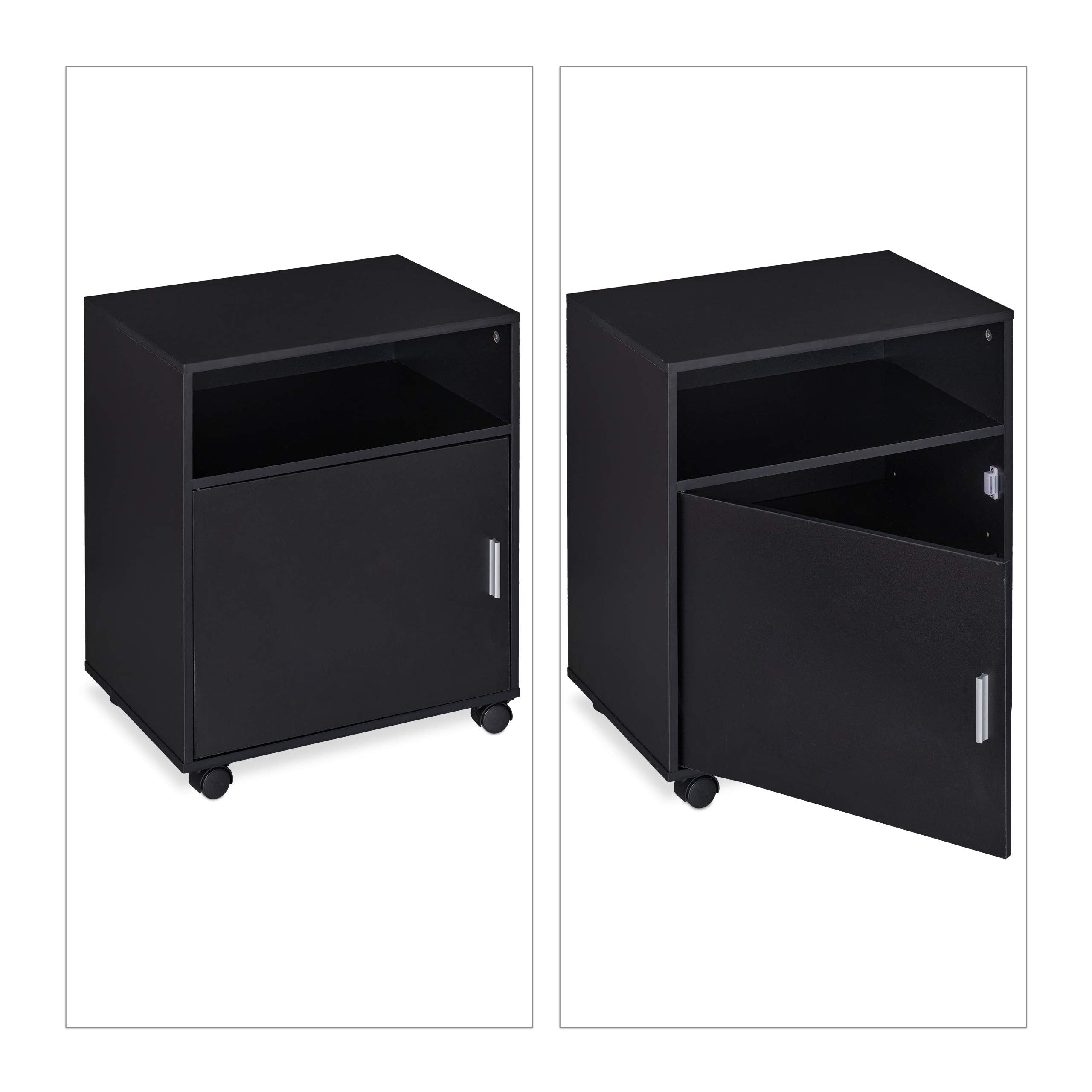 Relaxdays Rollcontainer Büro & Home Office, HBT: 57 x 48 x 34 cm, schwarz