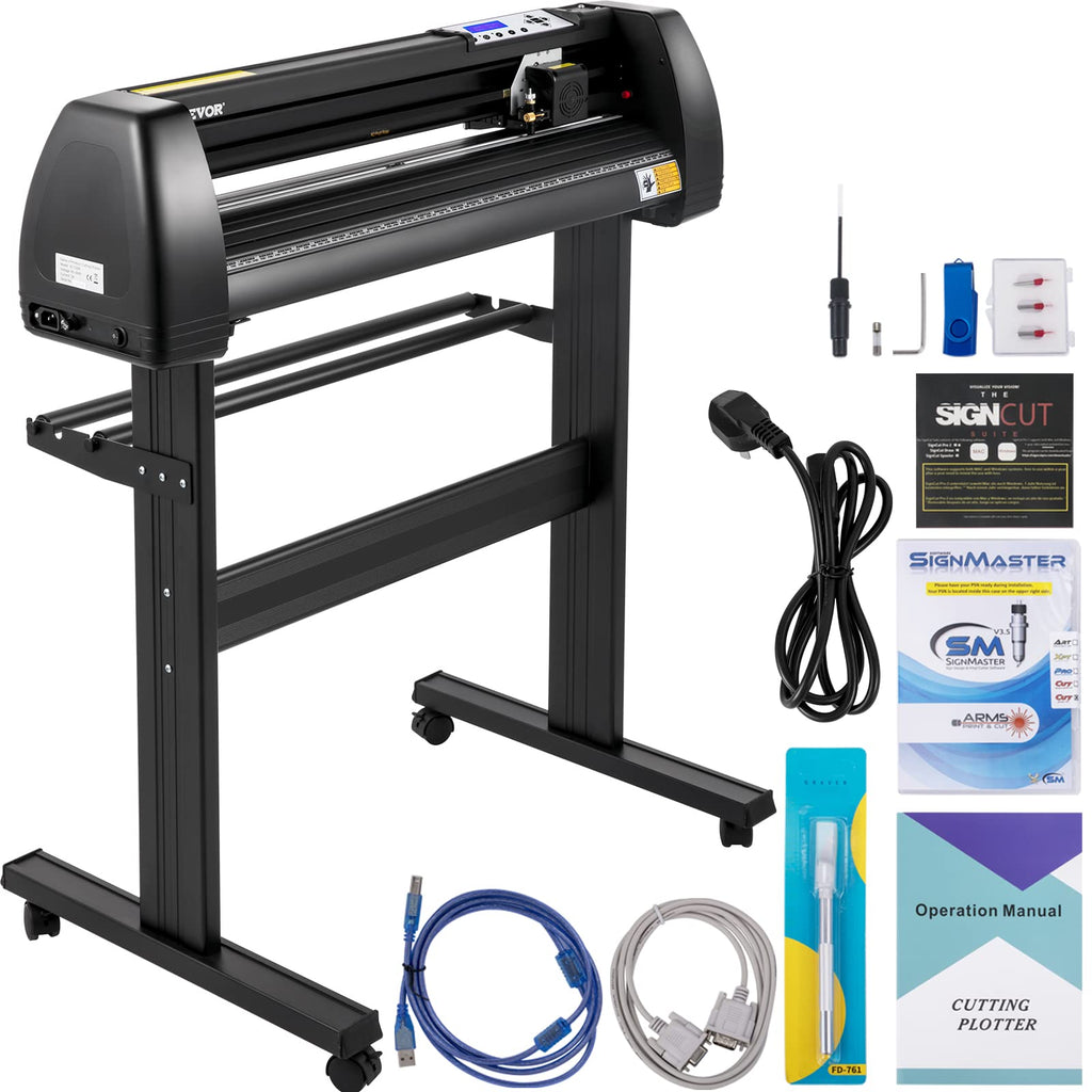 VEVOR Vinyl-Schneidemaschine Schneideplotter, 870 mm, LED-Plotter-Drucker, Präzise Manuelle Positionierung, Softwareunterstützung für MAC- und Windows-Systeme, Einstellbare Kraft & Geschwindigkeit