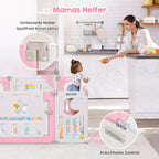 Dripex Laufstall Baby faltbar 150x150x62cm (14 Paneele) mit Spielboard, Laufgitter Baby, Kinderlaufstall & Babyzaun aus strapazierfähigem Plastik, Playpen für Innen & Außen, Rosa
