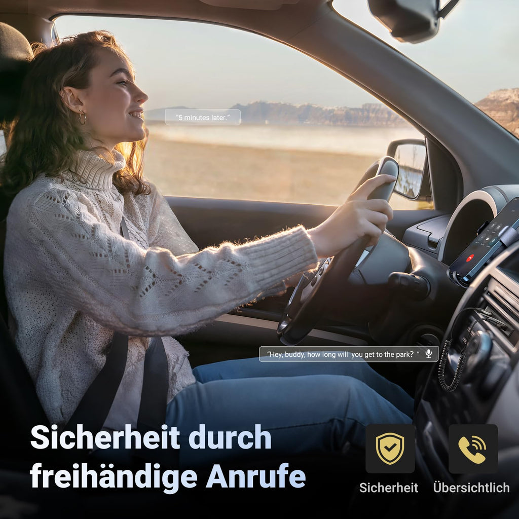 UGREEN Aux Bluetooth Adapter Auto Bluetooth 6.0 Empfänger Klinke für Freisprechanruf und Wireless Musik kompatibel mit Auto mit Aux und USB Anschluss, Lautsprecher, Verstärker (Grau-Standard)