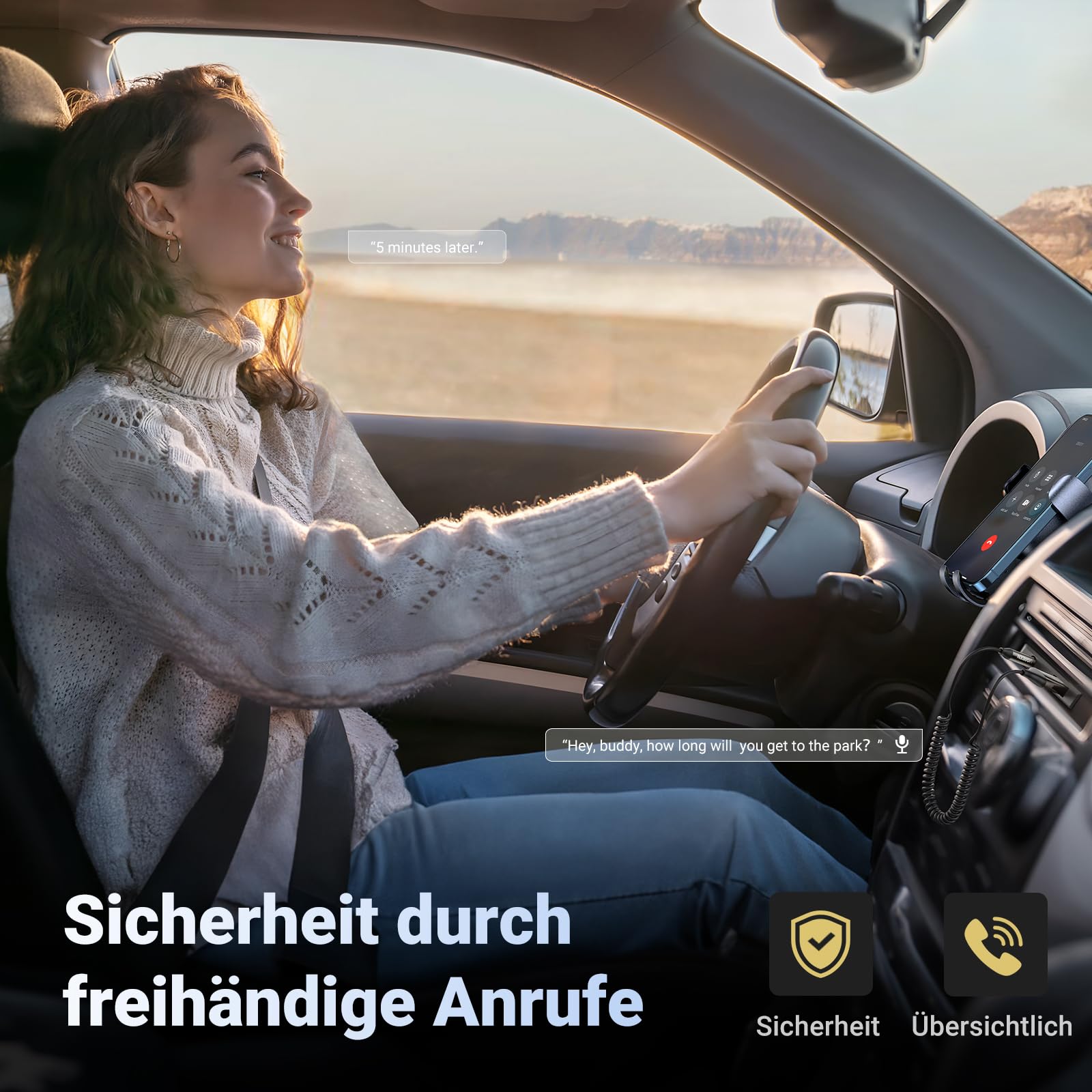 UGREEN Aux Bluetooth Adapter Auto Bluetooth 6.0 Empfänger Klinke für Freisprechanruf und Wireless Musik kompatibel mit Auto mit Aux und USB Anschluss, Lautsprecher, Verstärker (Grau-Standard)