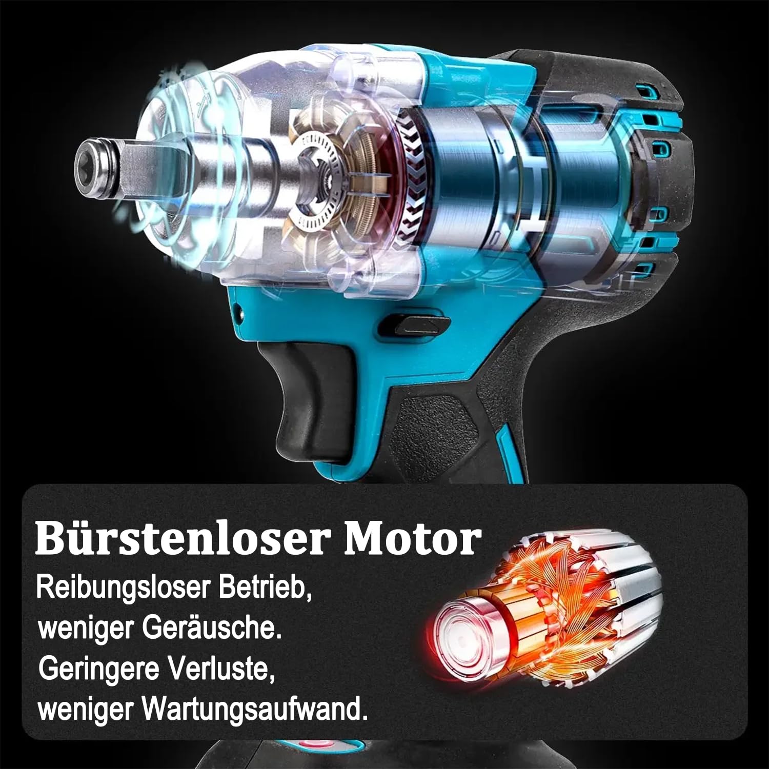 Akku Schlagschrauber für Makita 18V Batterien,700 N.m 1/2" Bürstenloser Akku-Drehschlagschrauber mit 2 X 4.0Ah Akkus,5 Stecknüsse und Schnellladegerät,Elektro Schlagschrauber für Haus und Auto