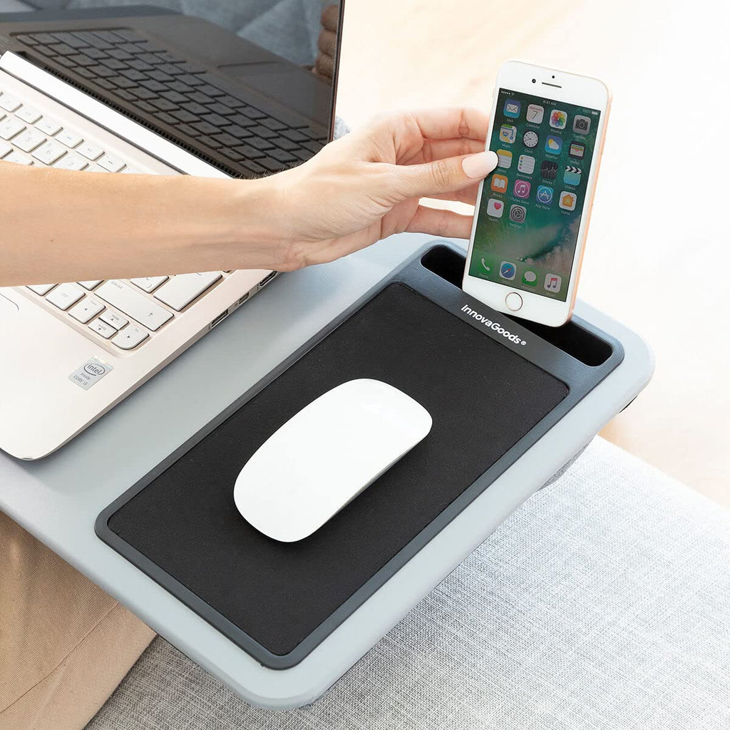 InnovaGoods® Laptop-Schreibtisch mit XL-Sitzkissen Deskion, bequemes und ergonomisches Arbeiten oder Studieren mit Schreibtisch- und XL-Sitzkissendesign, ideal für Zuhause und Büro.