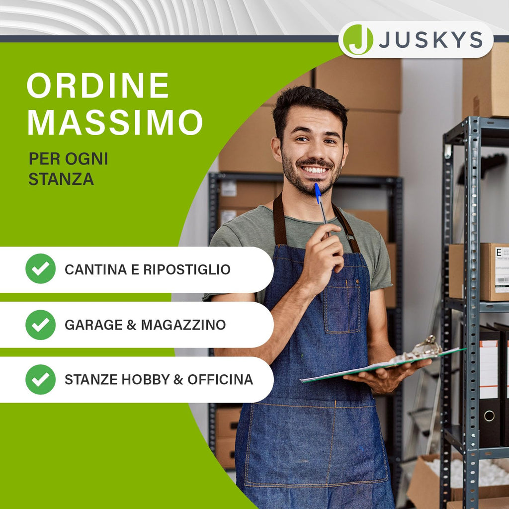 Juskys 4er-Set Lagerregal Basic 4X 180x90x40cm (HxBxT) - 3500 kg - 20 Böden - Schwerlastregal Steckregal Metall Kellerregal Regalsystem Regal - Grau