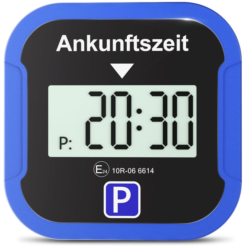 Warmfay® Elektronische Parkscheibe mit Zulassung vom KBA, Automatische Digitale Parkscheibe Elektrisch mit Batterie, Elektrische Parkuhr Auto mit 2 Displays & Nachtmodus & 3 Zeitmodi(1, Blau)