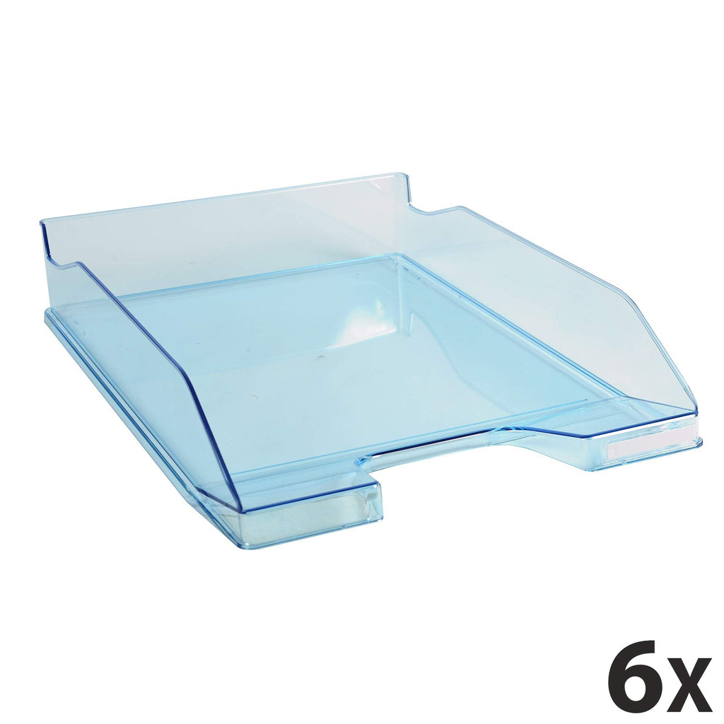 Exacompta 113236D 6er Pack Premium Briefablage Combo Midi DIN A4. Ideale Briefkörbe für Ihre Organisation. Robuste und stapelbare Ablagekörbe türkis transparent glossy