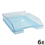 Exacompta 113236D 6er Pack Premium Briefablage Combo Midi DIN A4. Ideale Briefkörbe für Ihre Organisation. Robuste und stapelbare Ablagekörbe türkis transparent glossy
