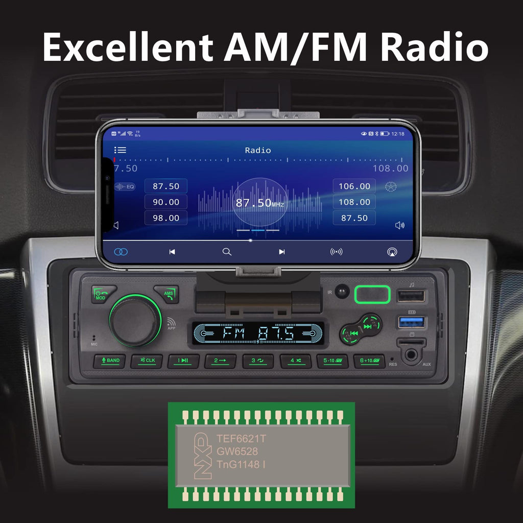 LXKLSZ Autoradio mit Bluetooth Single Din mit APP-Steuerung MP3-Player-Unterstützung Freisprechen/USB/FM/AM/TF/AUX-in/EQ-Set, Autoradio-Empfänger
