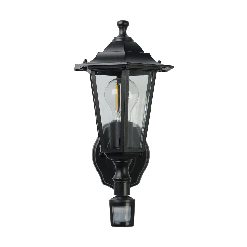 EGLO Außen-Wandlampe Laterna 4, 1 flammige Außenleuchte inkl. Bewegungsmelder, Sensor-Wandleuchte aus Aluguss und Glas, Farbe: Schwarz, Fassung: E27, IP44