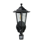 EGLO Außen-Wandlampe Laterna 4, 1 flammige Außenleuchte inkl. Bewegungsmelder, Sensor-Wandleuchte aus Aluguss und Glas, Farbe: Schwarz, Fassung: E27, IP44