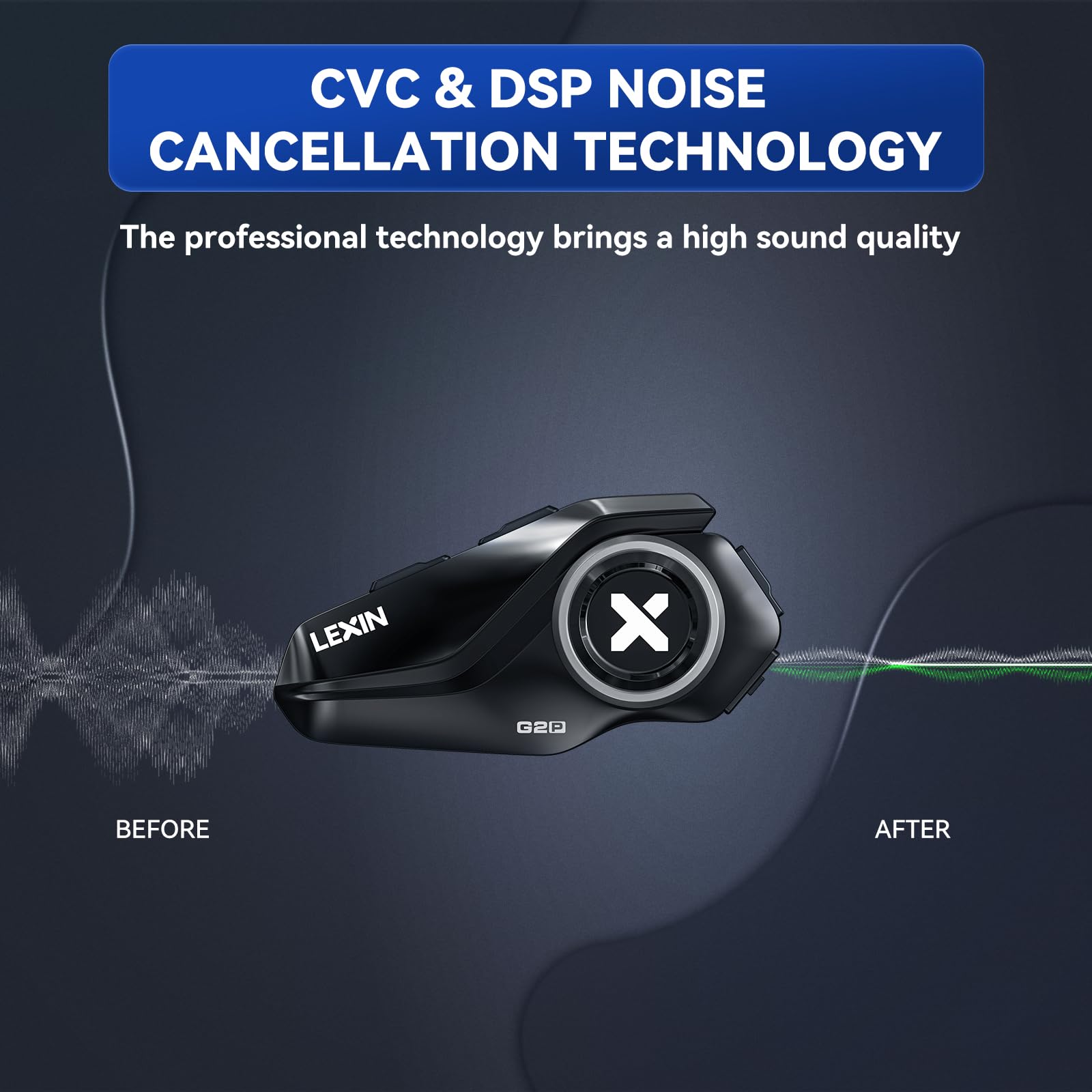 LEXIN G2P Motorrad Bluetooth Headset, Helm Kommunikationssystem für 2 bis zu 6 Personen in Reichweite von 1000m, IP67 Wasserdicht Freisprecheinrichtung mit FM Radio, Doppelpack