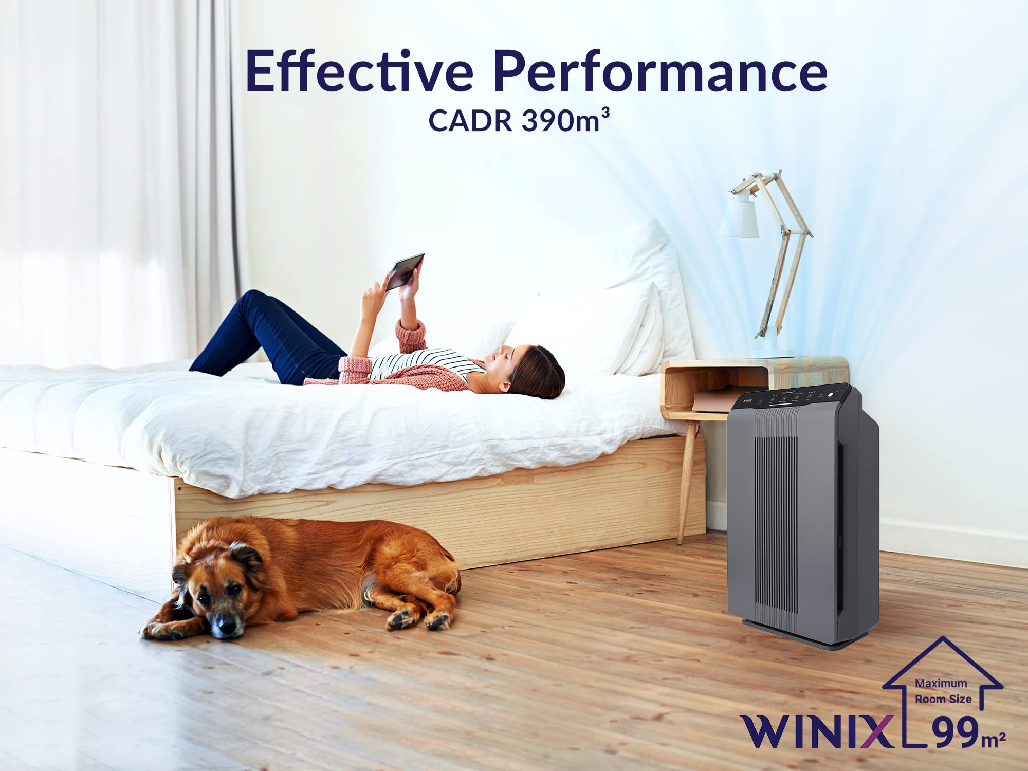 WINIX 5300-2 luftreiniger Allergiker, CADR 390m³/h, 99㎡, Air Purifier für Raucherzimmer gegen Allergien, Staub, Pollen, Tierhaare, Luftqualitätsanzeige, Auto Schlafmodus