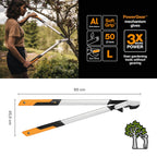 Fiskars PowerGear X Bypass-Getriebeastschere für frisches Holz, Antihaftbeschichtet, Gehärteter Präzisionsstahl, Länge: 80 cm, Schwarz/Orange, LX98-L, 1020188