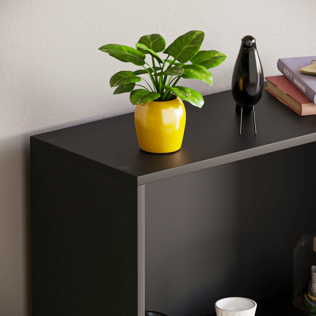 Vida Designs Cambridge Bücherregal mit 3 Ebenen, mittelhoch, schwarz, Holz-Regaleinheit für Büro, Wohnzimmermöbel, 24 x 60 x 108 cm