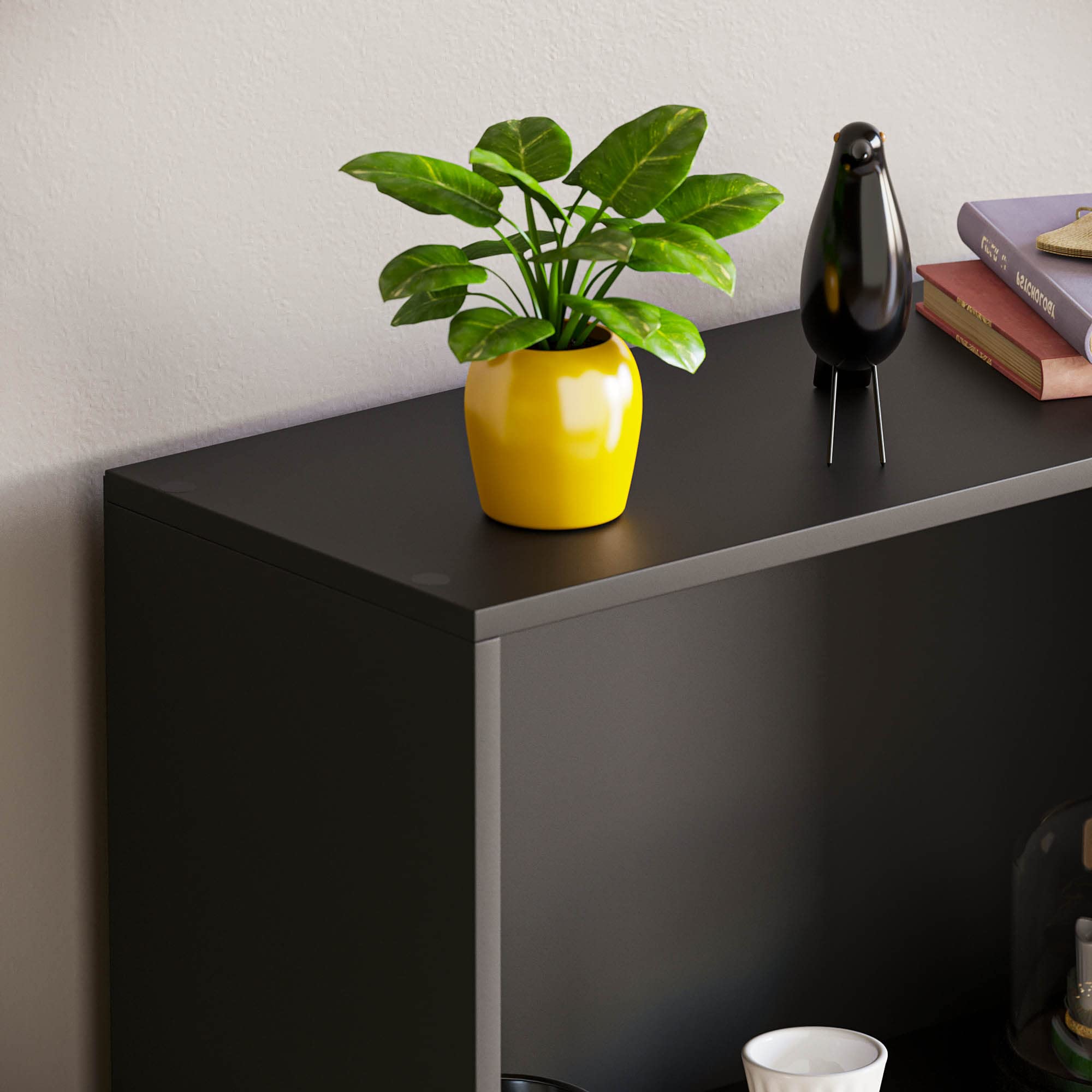 Vida Designs Cambridge Bücherregal mit 3 Ebenen, mittelhoch, schwarz, Holz-Regaleinheit für Büro, Wohnzimmermöbel, 24 x 60 x 108 cm