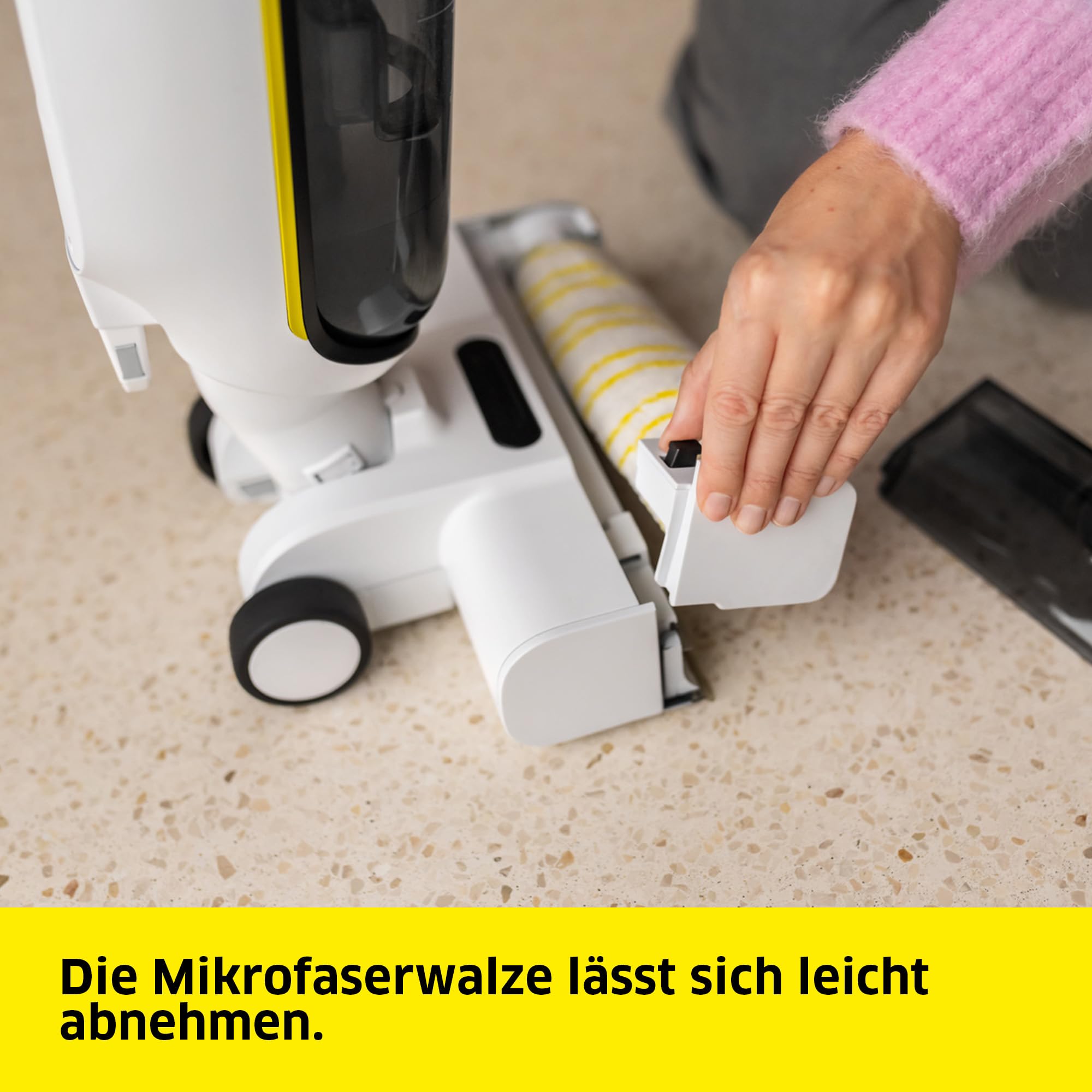 Karcher Saugwischer FCV 3, kabelloser Saugwischer mit 3 Reinigungsmodi, Akkulaufzeit: ca. 30 min, Flächenleistung pro Akkuladung: ca. 130 m², Weiß