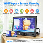 DESOBRY 10,5 Zoll Auto DVD Player mit Kopfstützenhalterung, tragbarer DVD-Player für Auto mit Kopfhörer, Disc-Eingang mit Saugnapf, Unterstützung von 1080P-Video, HDMI-Eingang, USB/SD-Kartenleser