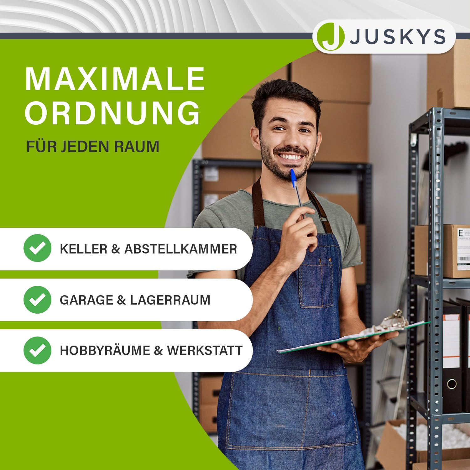Juskys 8er-Set Lagerregal Basic 8X 180x90x40cm (HxBxT) - 7000 kg - 40 Böden - Schwerlastregal Steckregal Metall Kellerregal Regalsystem Regal - Grau