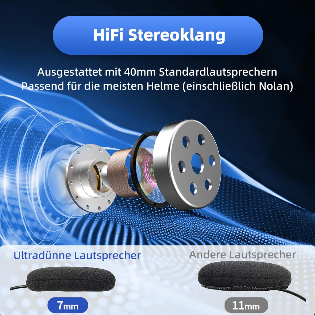 WAYXIN R15pro Motorrad Headset Intercom Helm Headset für bis zu 6 Motorräder 1500M Wireless Kopfhörer mit HiFi/Musik Teilen/FM/AI Sprache Universal intercom Motorradfahren/Skifahren/Radfahren