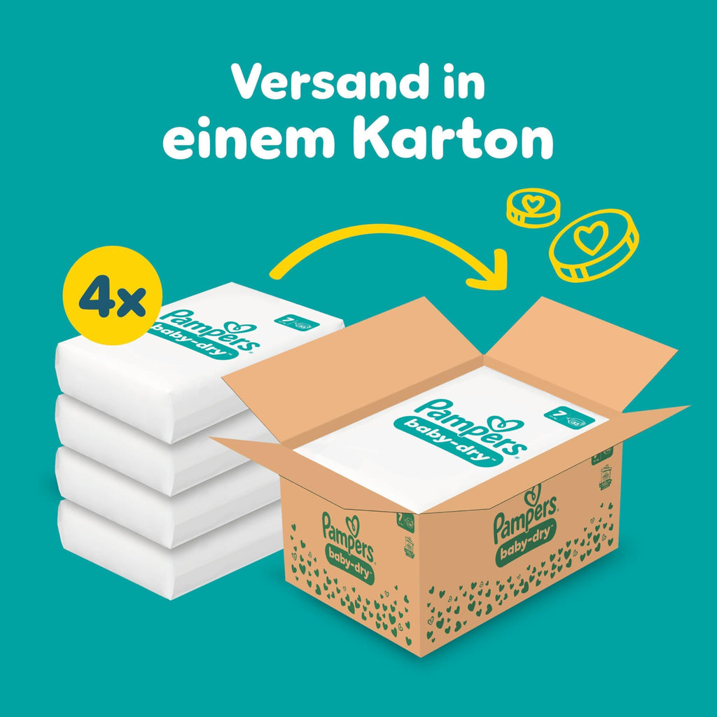 Pampers Baby-Dry Größe 7, 132 Windeln, 15kg+, Bis zu 100% Auslaufschutz & Komfort die ganze Nacht