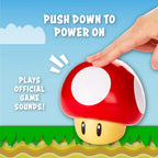 Super Mario Brothers Mushroom Figurenlicht - Offiziell lizenziertes Sammler-Movie-Merchandise mit Sound, Geschenk für Jungen, Kinderzimmer-Zubehör, Bunt, Rot