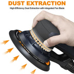 MAXXT 5,0 mm Brushless Exzenterschleifer 230V mit Dreikernverkabelung - Vielseitiger Elektrischer Schleifer mit Variablem Tempo und 10 Schleifscheiben - Kabelgebunden
