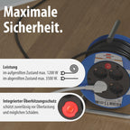 Brennenstuhl Garant Kompakt Kabeltrommel/Kabelrolle mit 4 Steckdosen (15m Kabel in schwarz, aus Spezialkunststoff, Made in Germany)