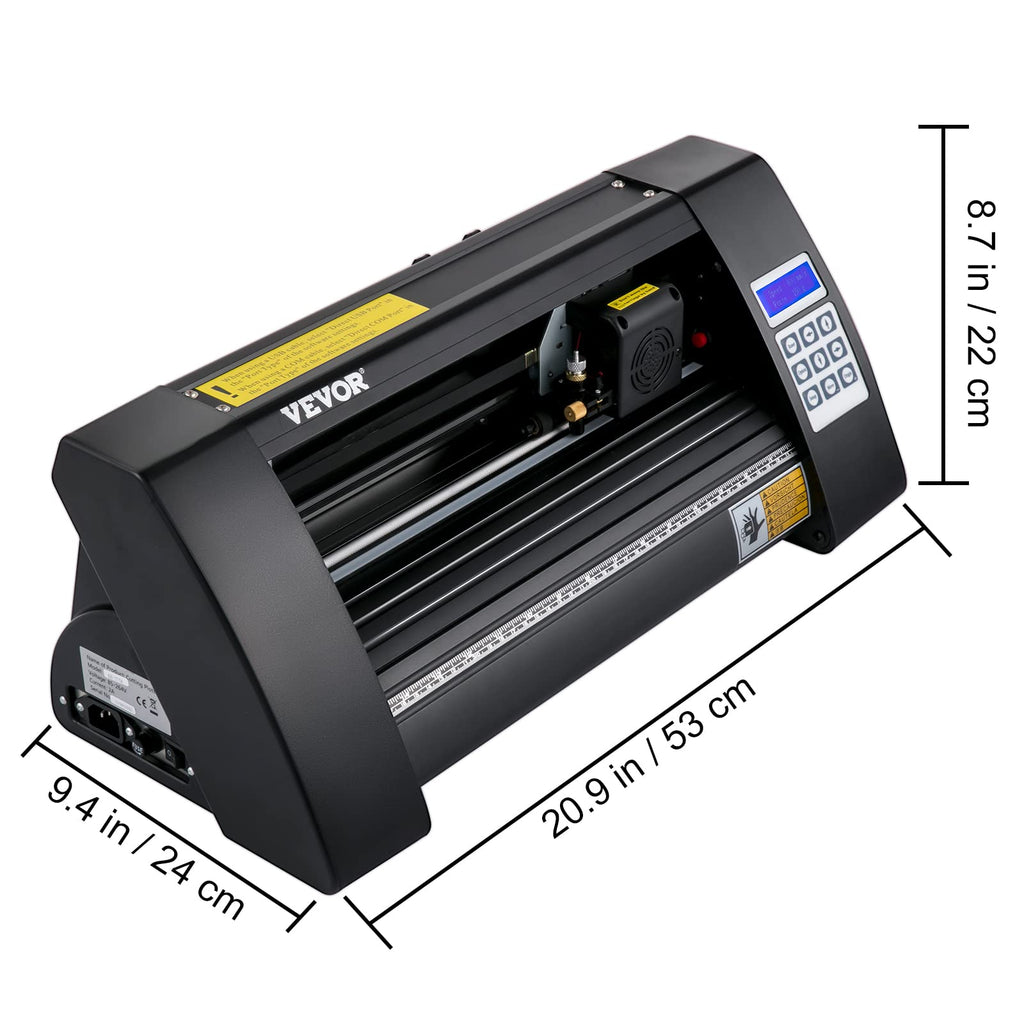 VEVOR Vinyl Schneideplotter 375 mm, Folienschneider Max. Schnittbreite 285 mm, Plottermaschine Signmaster-Software, Plotter Windowskompatibel, Folienplotter Halbautomatisch Schnittpräzision ±0,001 mm