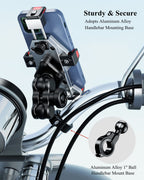 BRCOVAN Aluminiumlegierung Motorrad Handyhalterung mit Vibrationsdämpfer, Verstellbar Handy Motorradhalterung, Diebstahlsichere Lenker Handyhalter für Fahrrad, Roller, ATV, für 4,7-7,2 Zoll Smartphone