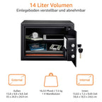 Amazon Basics Tresor aus Stahl, Sicherheit für Zuhause, mit digitaler Tastatursperre – für Bargeld, Schmuck, Ausweise, Dokumente, 14 l, 35cm x 25cm x 25cm (B x T x H), Schwarz
