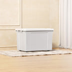 Cetomo 90L*6 Aufbewahrungsboxen, Aufbewahrungsbox mit Rollen & Deckel, Organizer-Behälter mit Clips, Stapelbar, Ineinander Nestbar, für Zuhause und Büro, Kunststoff, Grau, 90L-6er Pack