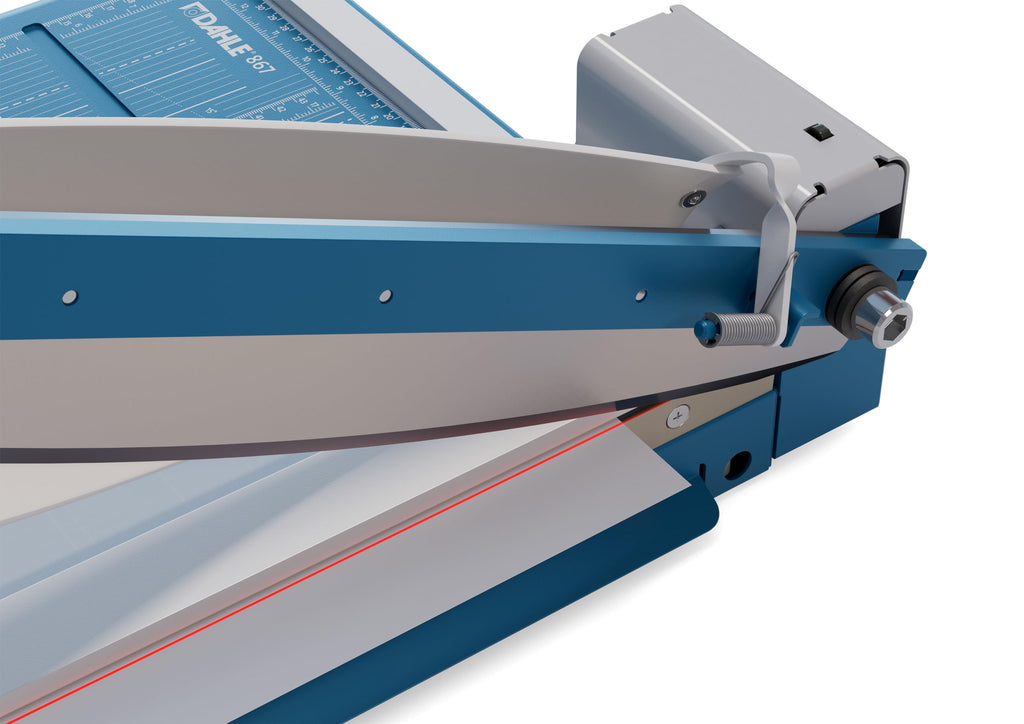 Dahle 867 Hebel-Schneidemaschine mit Sicherheitsautomatik (460 mm bis DIN A3, Schnitthöhe 3,5 mm, Metalltisch) Blau