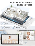 GHB Babyphone mit Kamera 5 Zoll 720P HD 5000mAh IPS-Display VOX-Modus 4X Zoom Nachtsicht Gegensprechen Temperaturanzeige Nicht drehbar