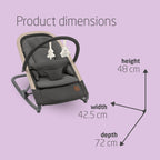 Maxi-Cosi KORI 2-in-1 Ergonomischer Babywippe mit Spielzeugbogen 0-2 Jahre bis 15 kg Neugeborenen Hüpfstuhl 3 Liegepositionen Easy-In Harness Leicht & Kompakt Neugeborenes Kissen Beyond Graphite