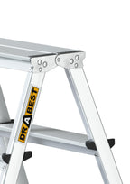 Drabest Aluminium Trittleiter Leiter beidseitig begehbar, 2x3 Stufen, 125kg