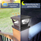 GEYUEYA Home 2pcs Solar Pfostenkappe 7x7 8x8 9x9 10x10, Pfostenleuchte Zaunpfosten Beleuchtung Pfostenlampen Außen Post Cap Light, IP65 für Pfosten, Zaun (Größe: 7.6 bis 10.1cm), Schwarz