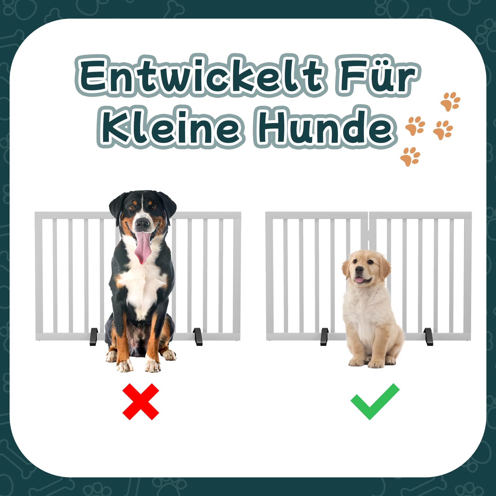 Semiocthome Freistehende Baby- & Haustiergitter aus Bambus, Hunde- und Katzengitter für Türen, Treppenschutzgitter für Welpen, Faltbare Sicherheitsgitter (Weiß, 2 Platten - 90cm Breit)