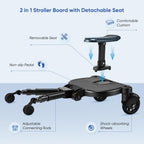 ENERHUB Buggy Board mit Sitz, Buggy Board für alle Kinderwagen, Trittbrett Mitfahrbrett universal, Kiddy Board für Kinder von 2-6 Jahren, Bearing 25KG (Schwarz)