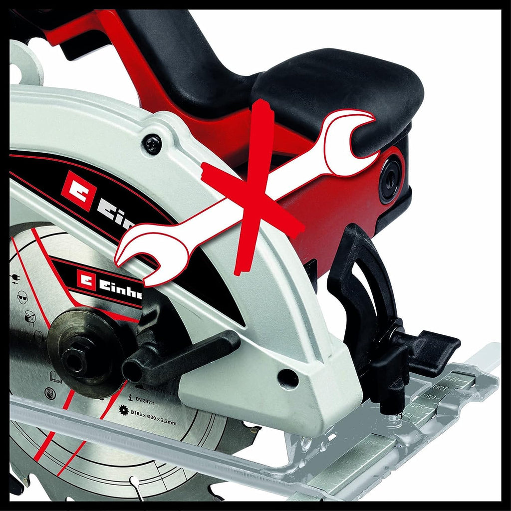 Einhell Handkreissäge TC-CS 1250 (1.250 W, 5.500 Min-1, Werkzeuglose Einstellung Tiefe/Winkel, Zusatzhandgriff, Spindelarretierung, Spaltkeil, Inkl. Hartmetall-Sägeblatt)