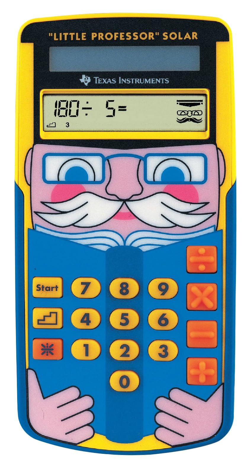 Texas Instruments Little Professor Rechentrainer (für Vor- und Grundschule, Solarbetrieben, mit 80.000 Rechenaufgaben) gelb-blau
