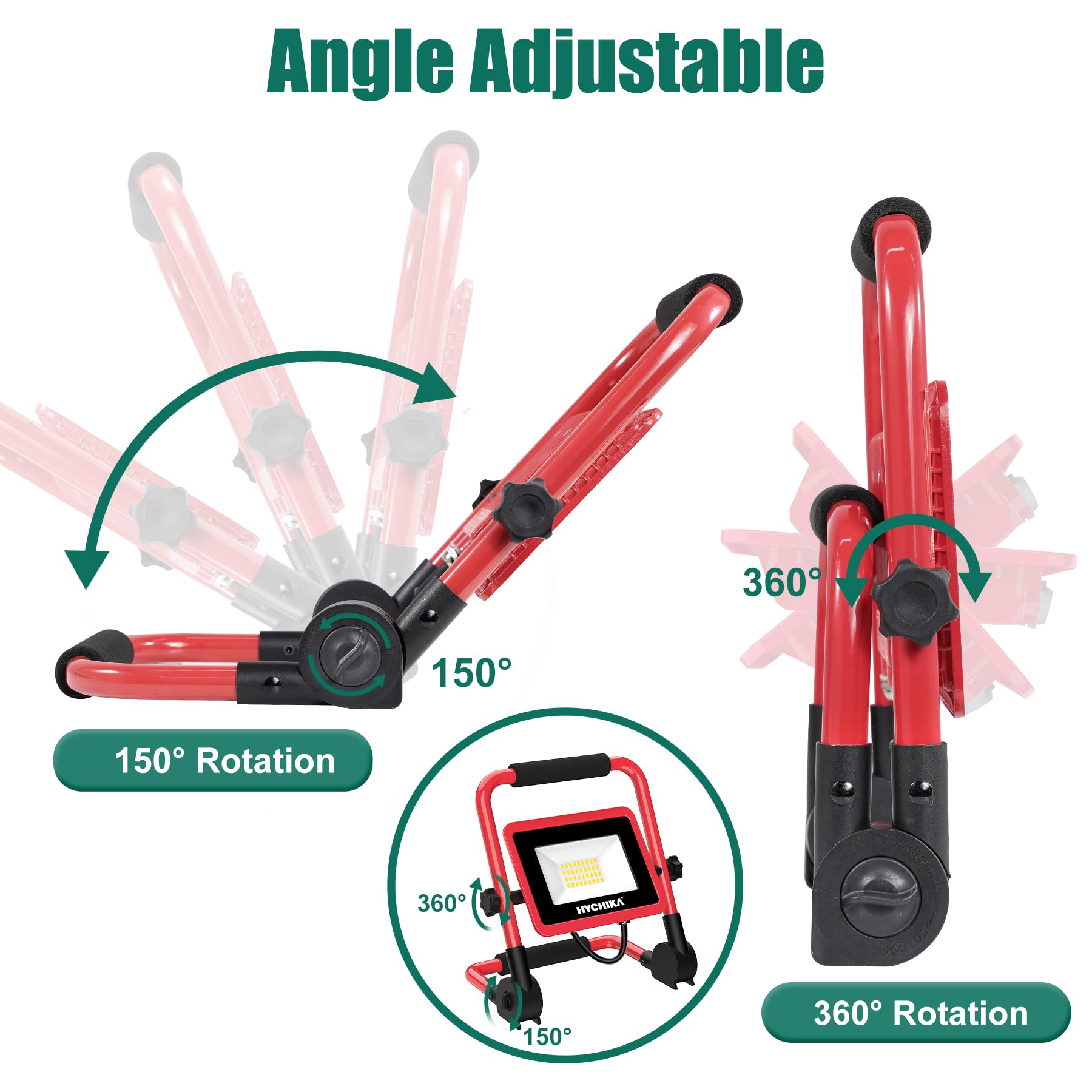 HYCHIKA LED Baustrahler 30W, Baustellen Strahler 3500 LM 6500K kaltweiß, IP65 Wasserdicht, Tragbare Arbeitsleuchte, Arbeitsbeleuchtung mit 2m Netzkabel und Stecker