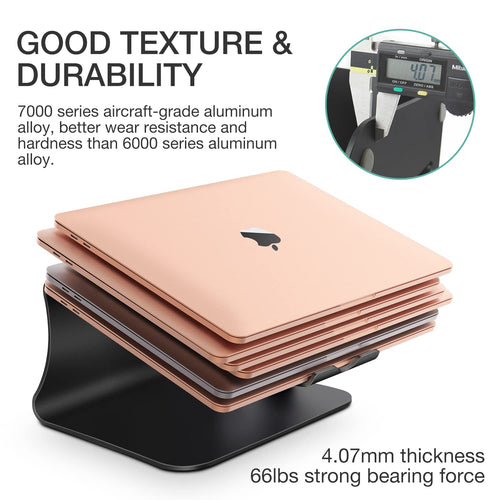 Bestand Aluminiumständer für Laptop und MacBook Desktop für Apple MacBook und alle Laptops (patentiert) (Black)