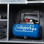 Scheppach Druckluft Kompressor HC06 ölfrei | 6L Kessel | 8 bar Arbeitsdruck | 1200 Watt Leistung | Ansaugleistung 192 L/min | mobil & kompakt Luftkompressor | inkl. 6-tlg. Zubehörset