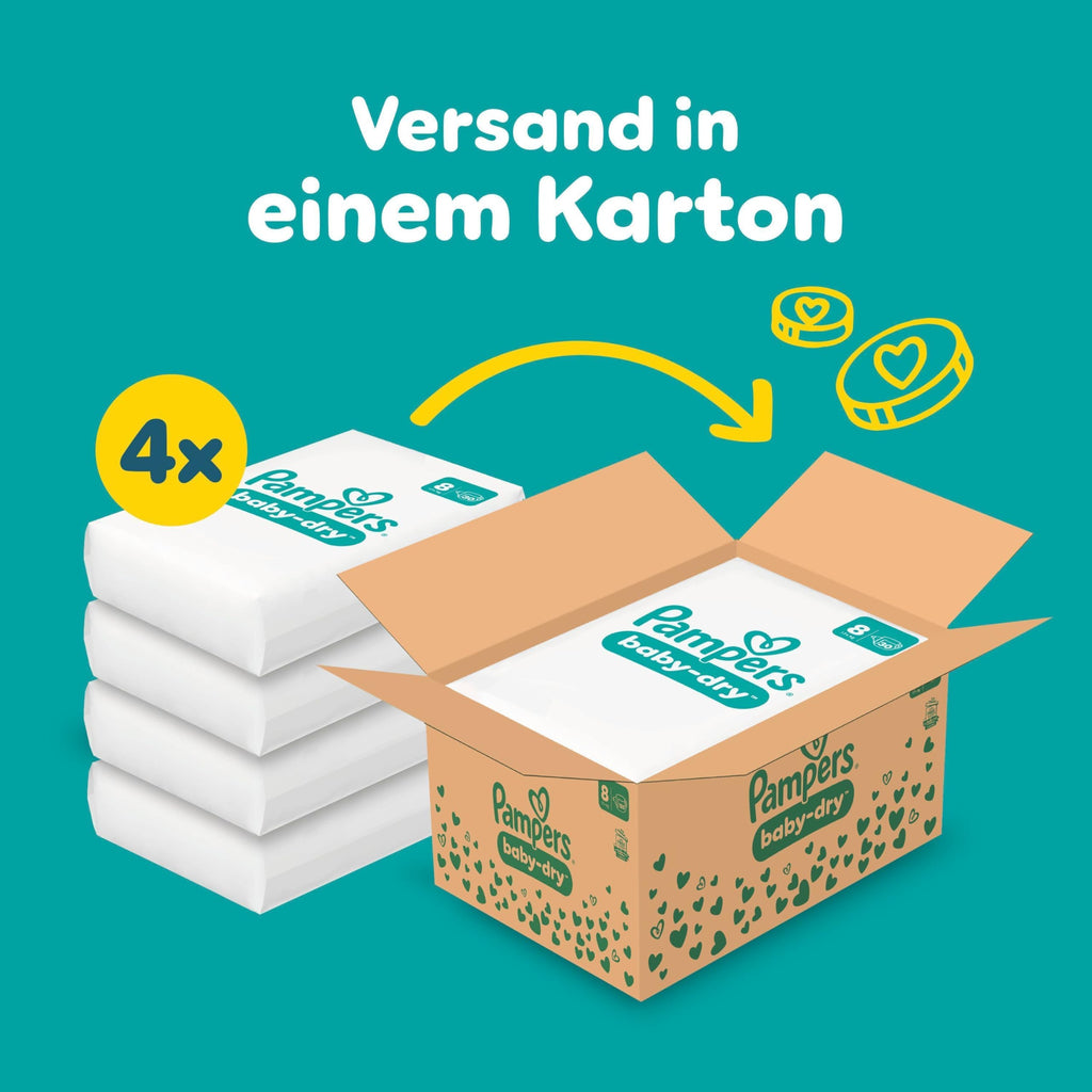 Pampers Baby-Dry Größe 8, 120 Windeln, 17kg+, bis zu 100 Prozent Auslaufschutz und Komfort die ganze Nacht