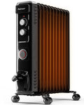 Pro Breeze 2500W Ölradiator mit 11 Heizrippen, Elektrischer Heizkörper, 24h Timer, Ölradiator energiesparend, 3 Heizstufen, Einstellbares Thermostat & Sicherheitsabschaltfunktion - schwarz