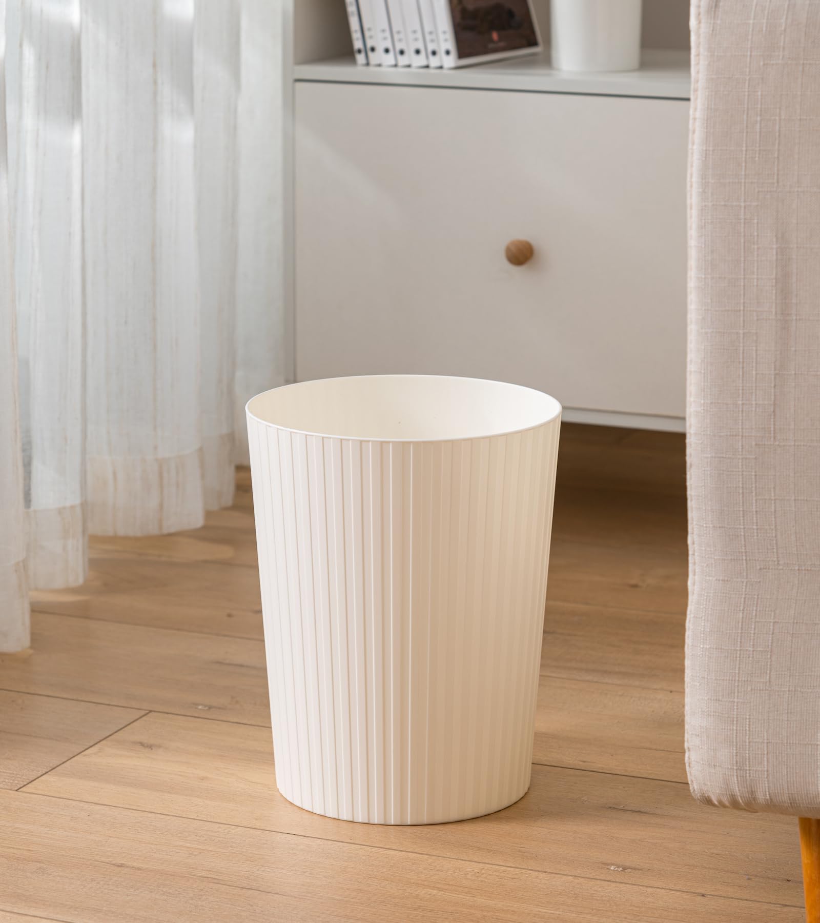 Cetomo 7.2L*3 Mülleimer, Abfalleimer, Müllbehälter, Papierkorb, Abfallbehälter, Plastikmülleimer für Papierabfall, Büro, Schlafzimmer, Kunststoff (PP), Weiß, 7.2L - 3er Pack