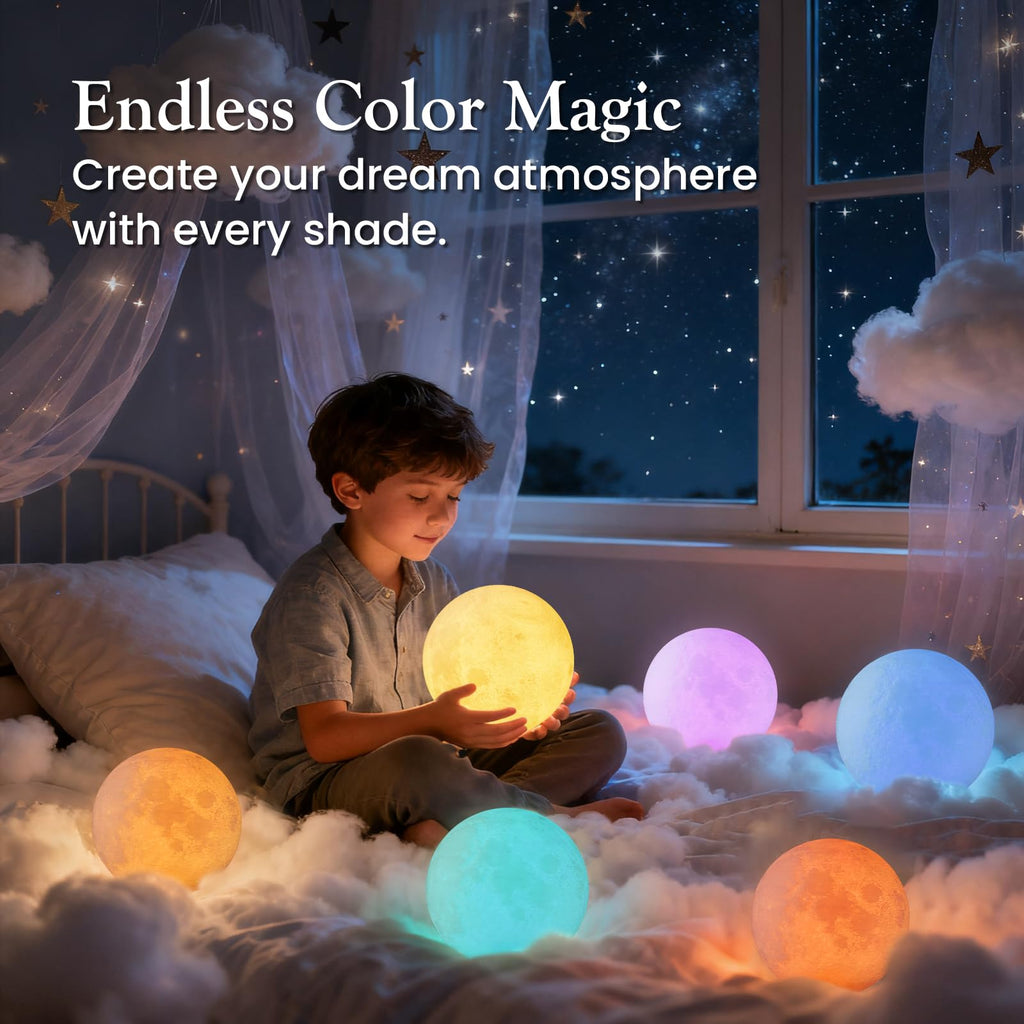 EXTSUD Mond Lampe 16 Farben 3D Mondlampe Nachtlampe mit mit Fernbedienung&Touchschalter Dimmbar USB Wiederaufladbare Schlafzimmer Dekorative Lichter Geschenke für Erwachsen Mädchen Jungen